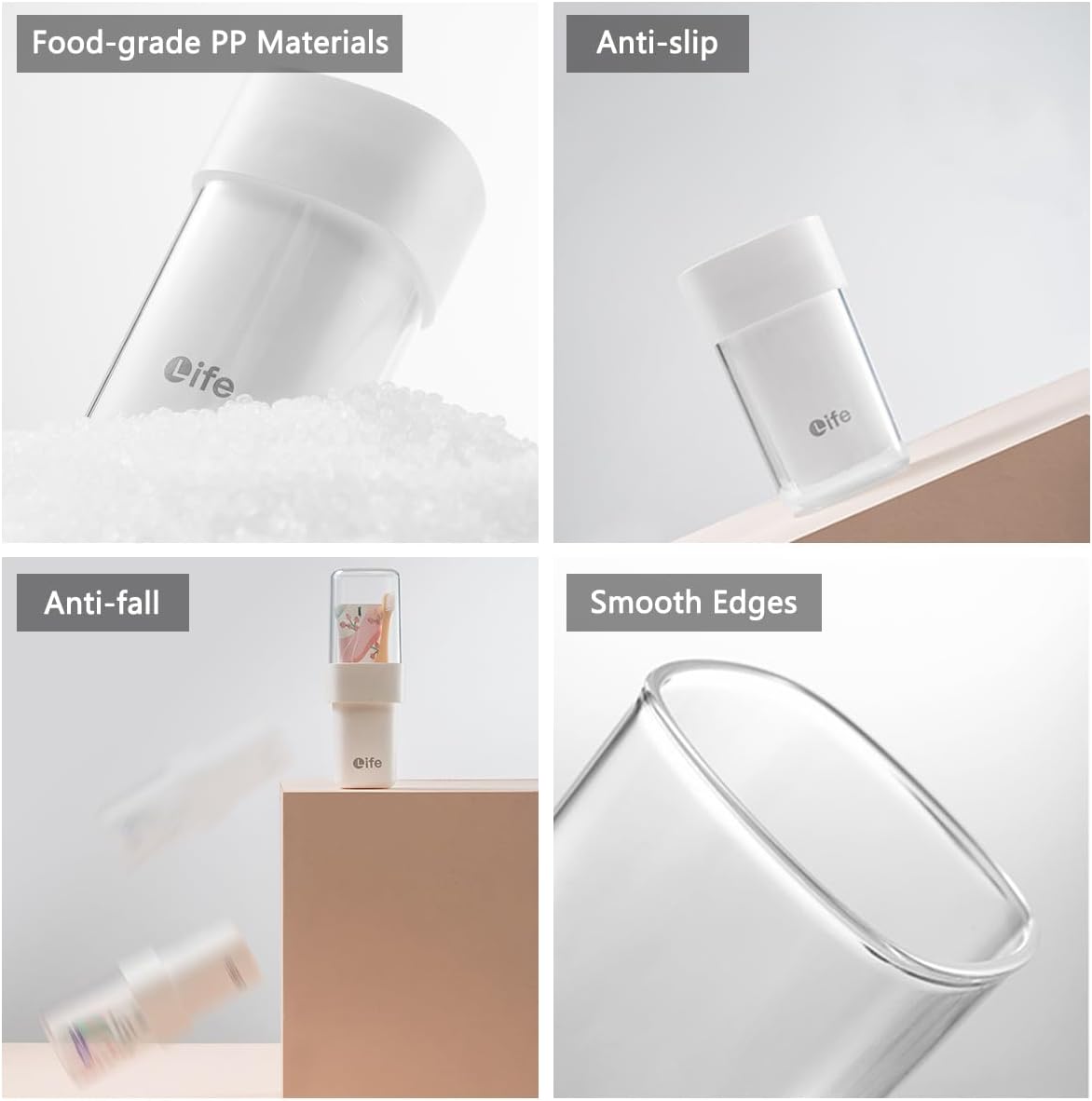 Dluxe Ave. Portable Travel Toothbrush Case Covered Toothbrush Cup Holders (White)