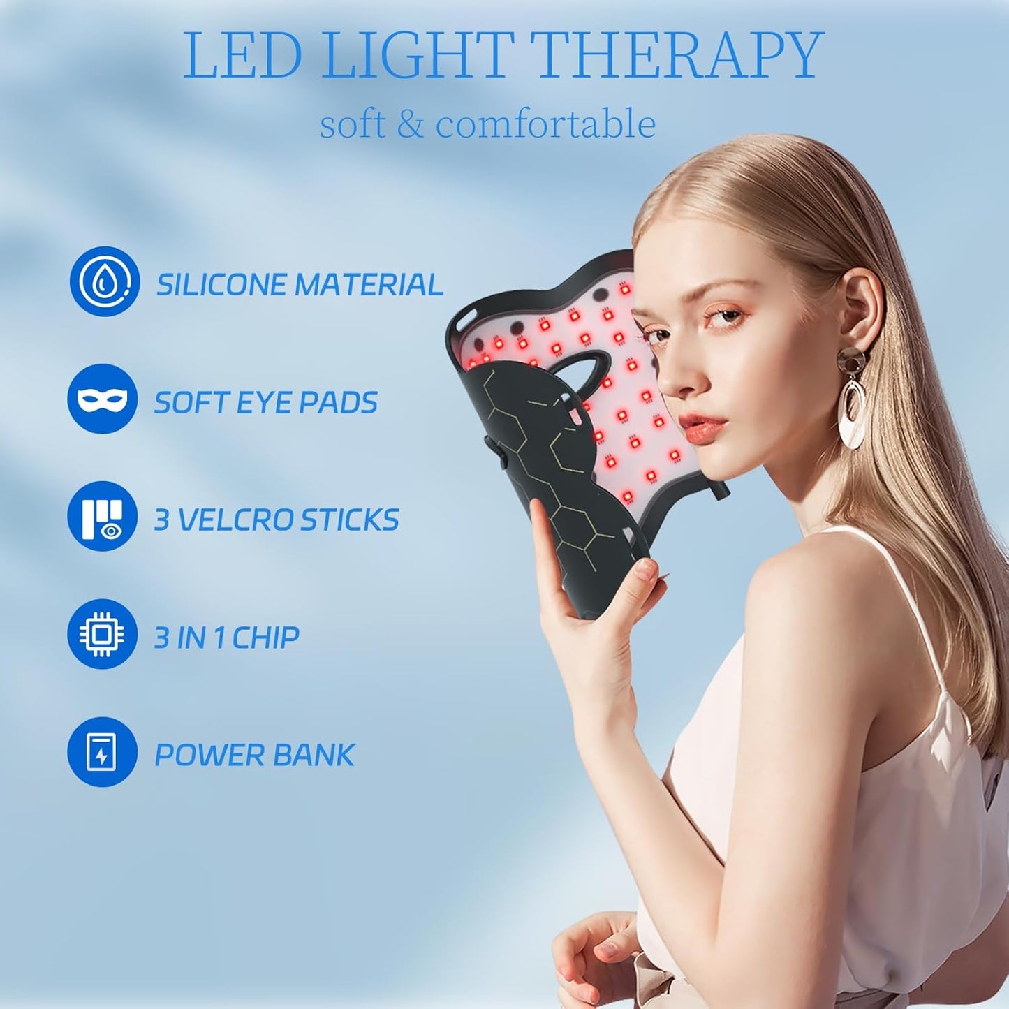 Dluxe Ave. Red Light Therapy for Face660nm & 850nm Combination Band/ LED Face Light