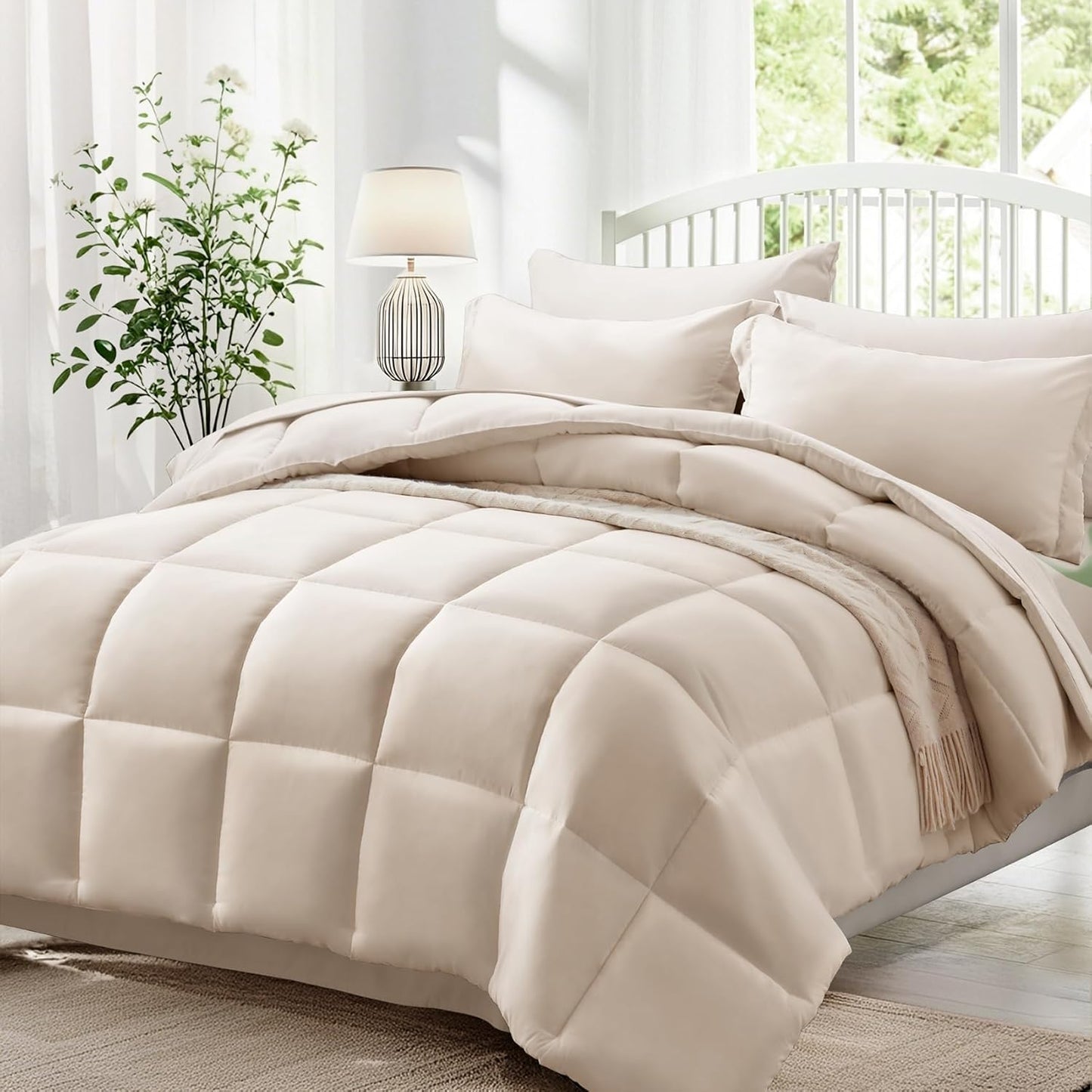 Dluxe Ave. ( FULL) 7 Pcs Comforter Set/ Ultra-Soft/ Beige