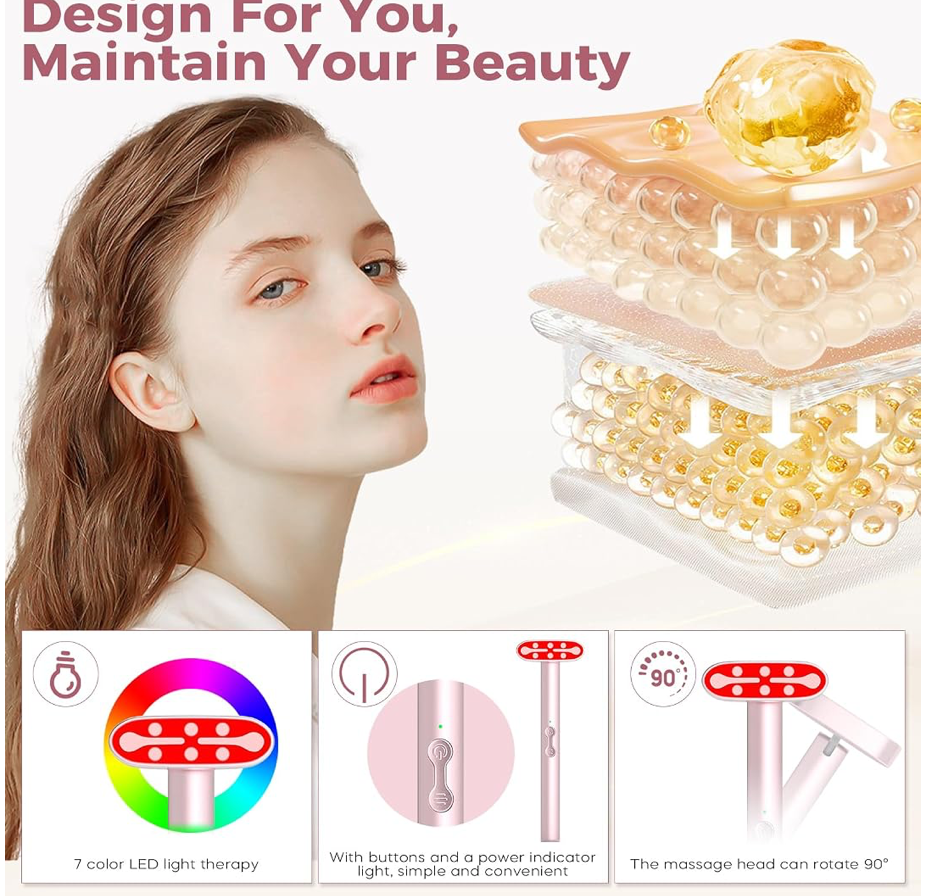 Dluxe Ave. Red Light Therapy Wand for Face/ LED Facial Light Therapy for Skin Care