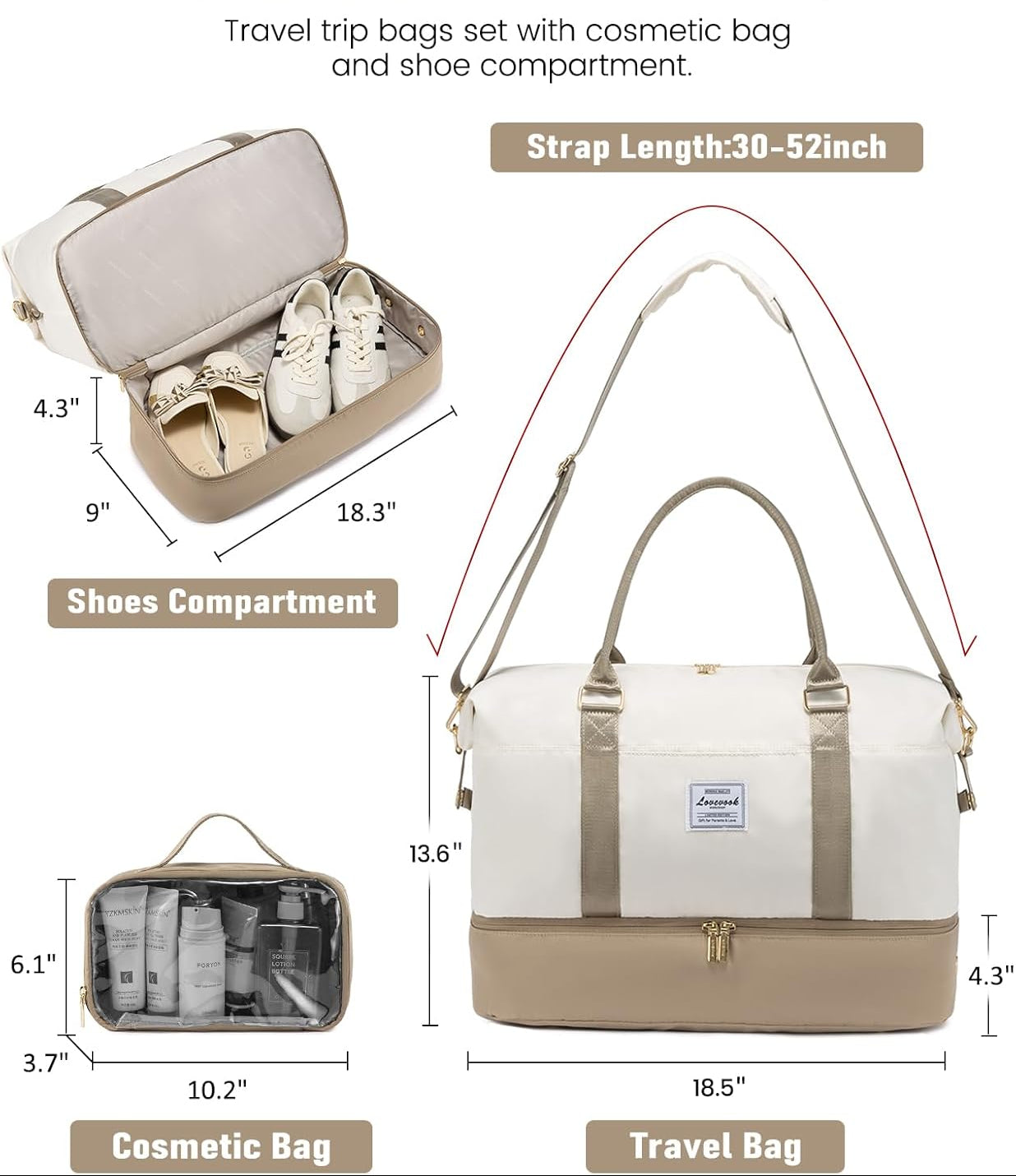 Dluxe Ave. Carry on Overnight Bag with Shoe Compartment/ Laptop Pocket/ Toiletry Bag