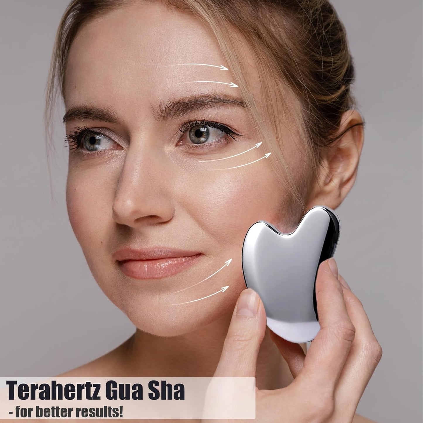 Dluxe Ave. InfiniteRelax Terahertz Gua Sha & Roller Facial Tools Face Roller and Gua Sha Set Guasha Massager Tool for Face-Reduce Puffiness and Improve Wrinkles Idea for Mom Women