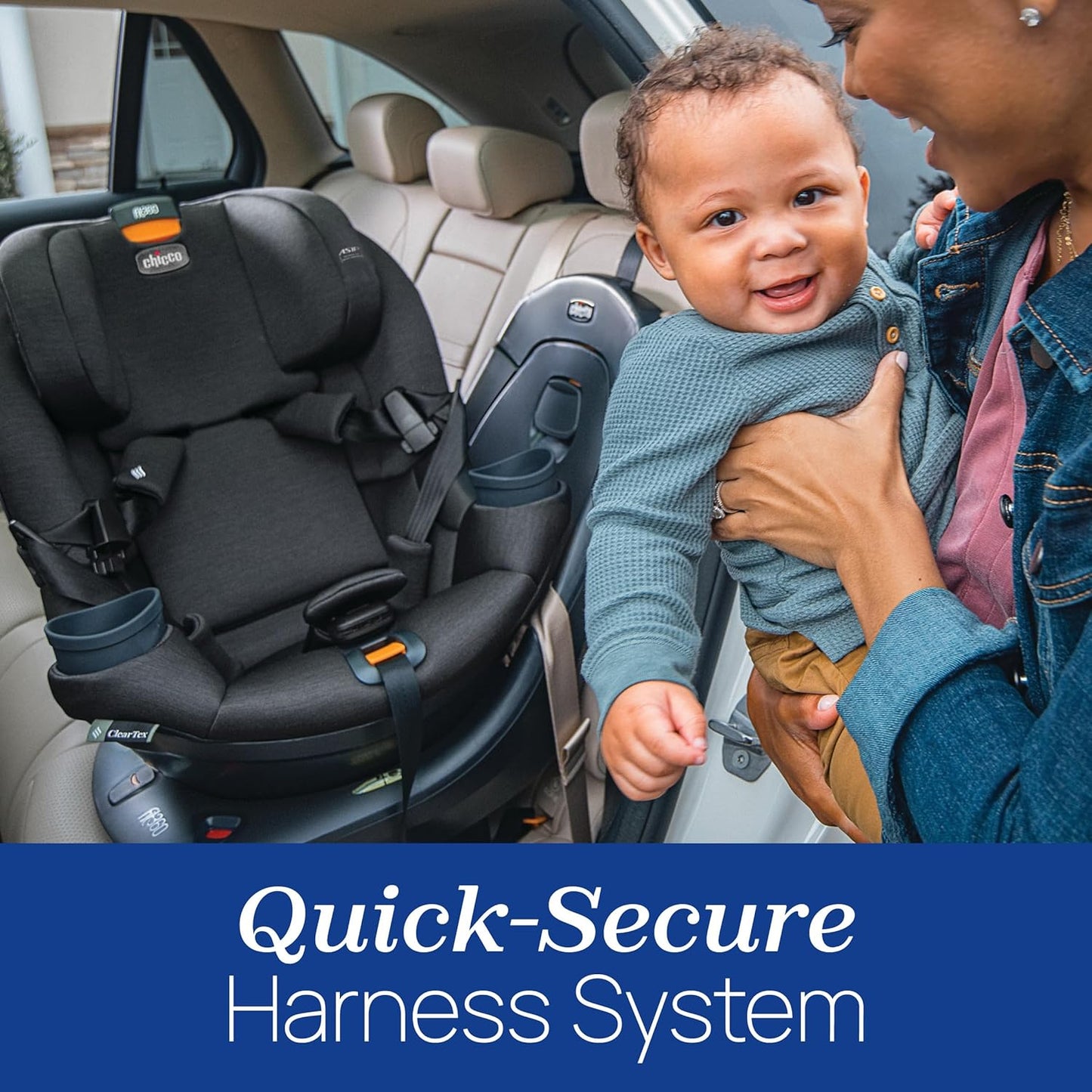 Dluxe Ave.  (Out of Stock) Chicco Fit360 ClearTex Rotating Convertible Car Seat with 360 Degree Rotation for Rear-Facing and Forward-Facing Usage LeverLock Self-Tensioning Lock System | Black/Black