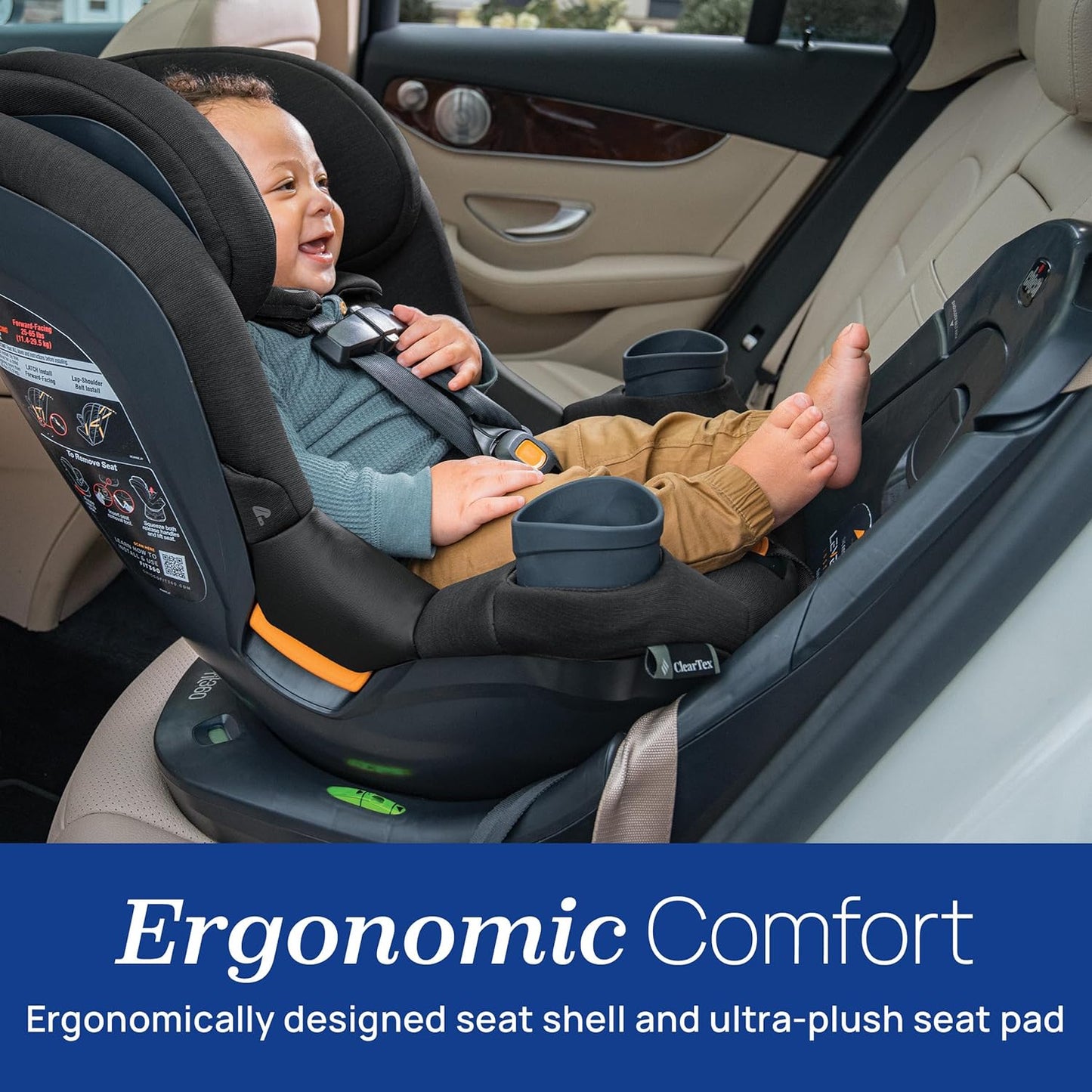 Dluxe Ave.  (Out of Stock) Chicco Fit360 ClearTex Rotating Convertible Car Seat with 360 Degree Rotation for Rear-Facing and Forward-Facing Usage LeverLock Self-Tensioning Lock System | Black/Black