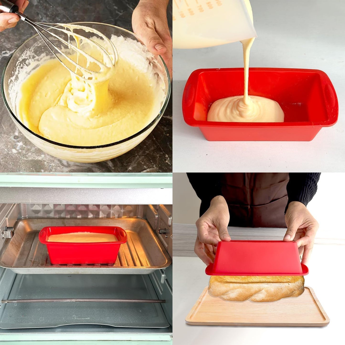 Dluxe Ave. Mini Bread Loaf Pans Silicone/ Set of 4 (Red)