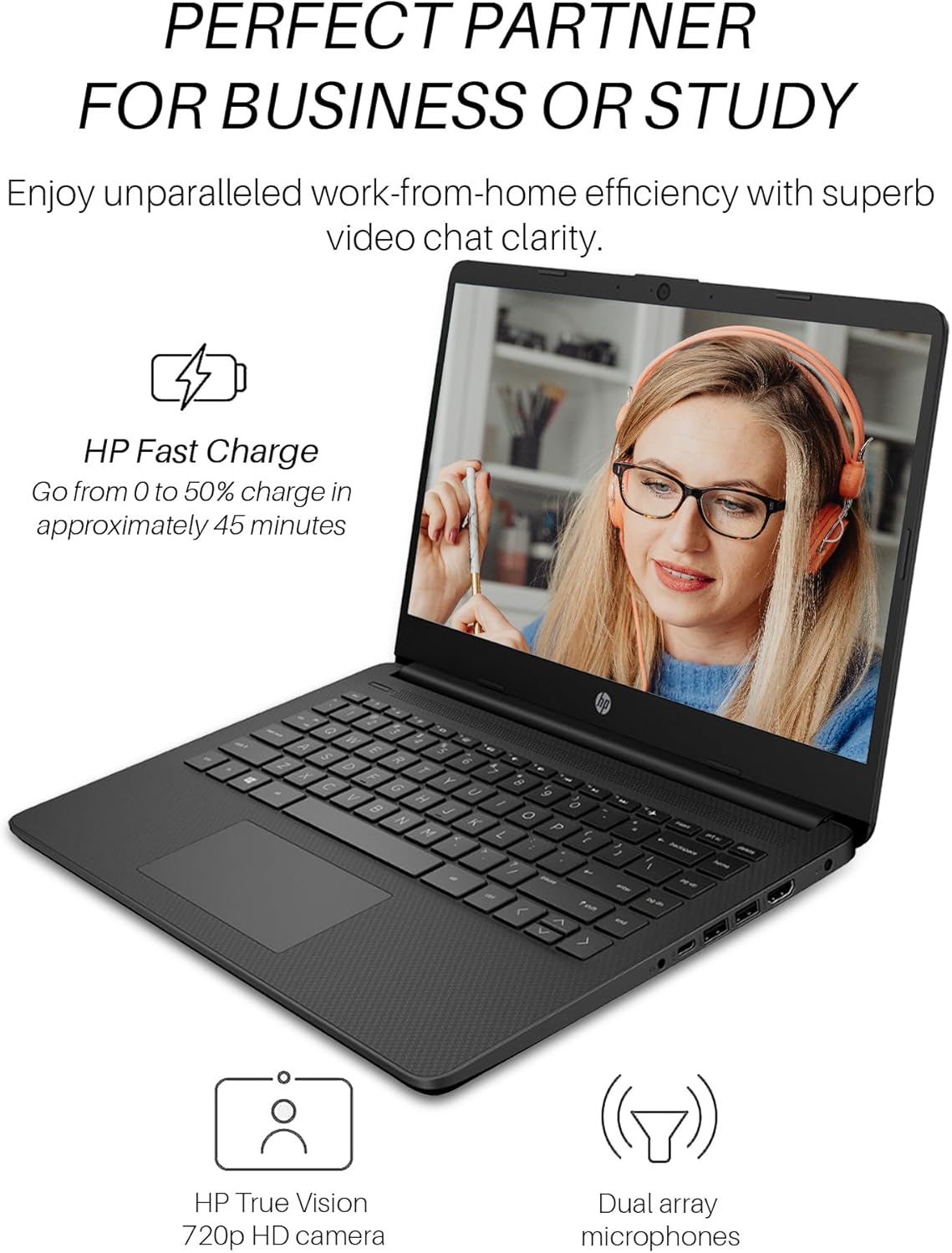 Dluxe Ave. HP 2024 Stream 14 Inch Laptop for Students and Business Intel Celeron N4120 Black Laptop 16GB RAM + 320GB Storage (64GB eMMC+256GB MSD) ‎Intel UHD Graphics 1-Year Office 365 Windows 11 S