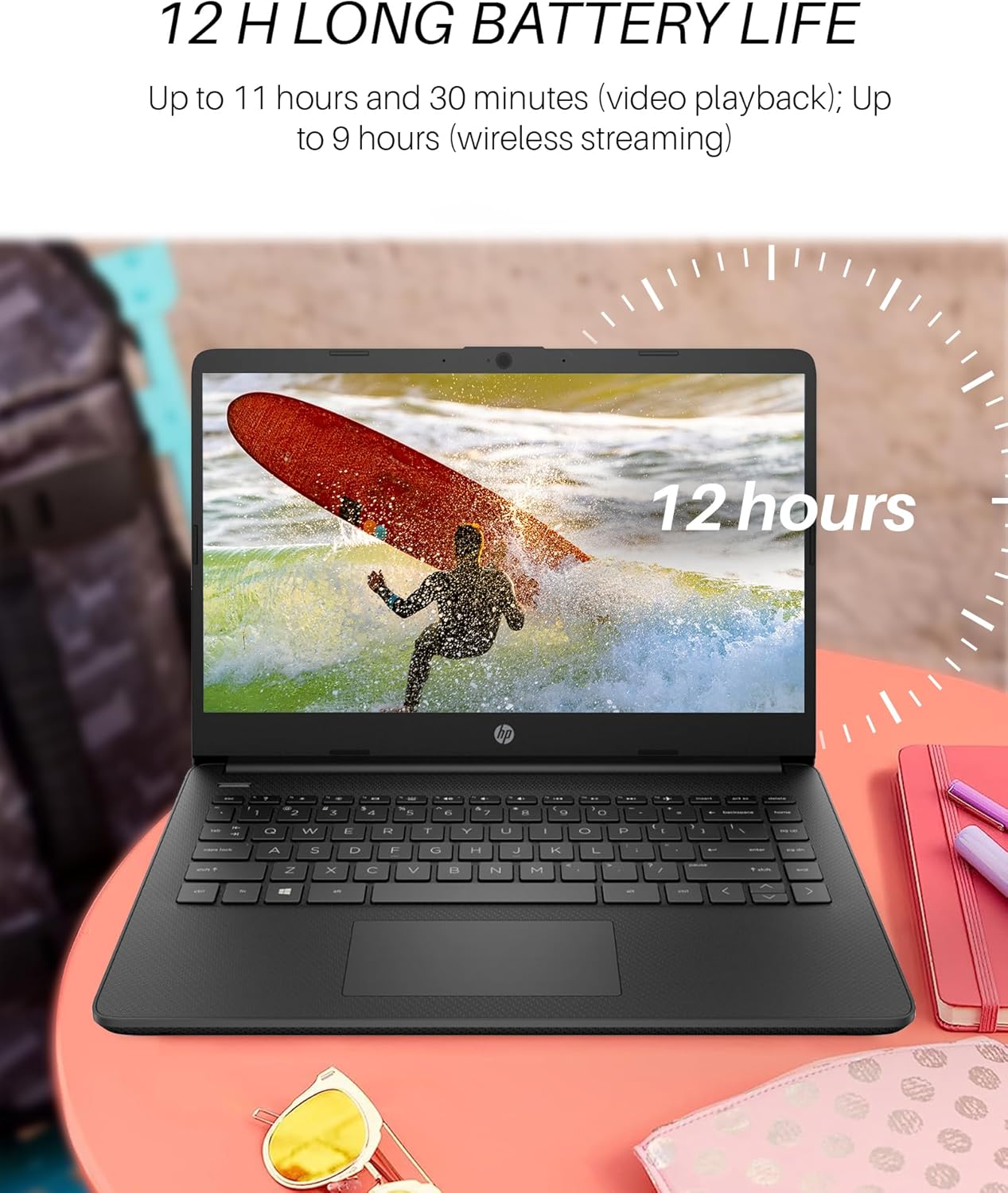 Dluxe Ave. HP 2024 Stream 14 Inch Laptop for Students and Business Intel Celeron N4120 Black Laptop 16GB RAM + 320GB Storage (64GB eMMC+256GB MSD) ‎Intel UHD Graphics 1-Year Office 365 Windows 11 S