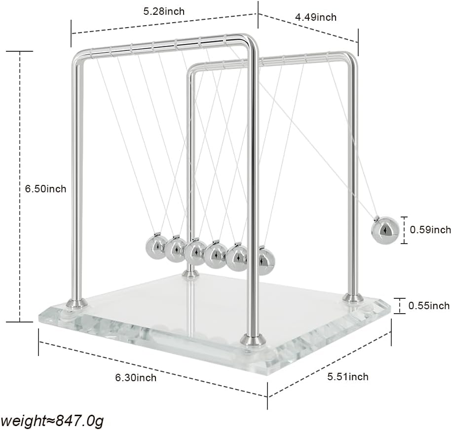 Dluxe Ave. Pendulum with 7 Balls Balance Ball 60+ Sec Swing time Glass Base