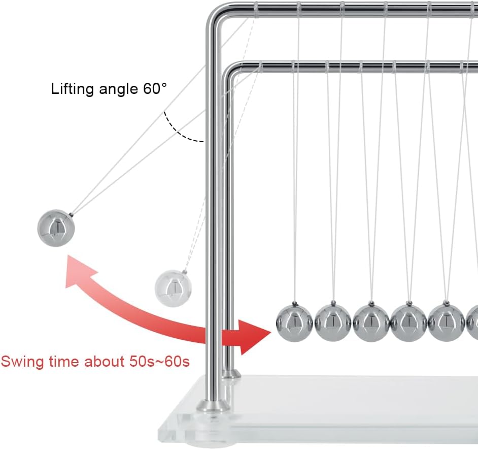 Dluxe Ave. Pendulum with 7 Balls Balance Ball 60+ Sec Swing time Glass Base