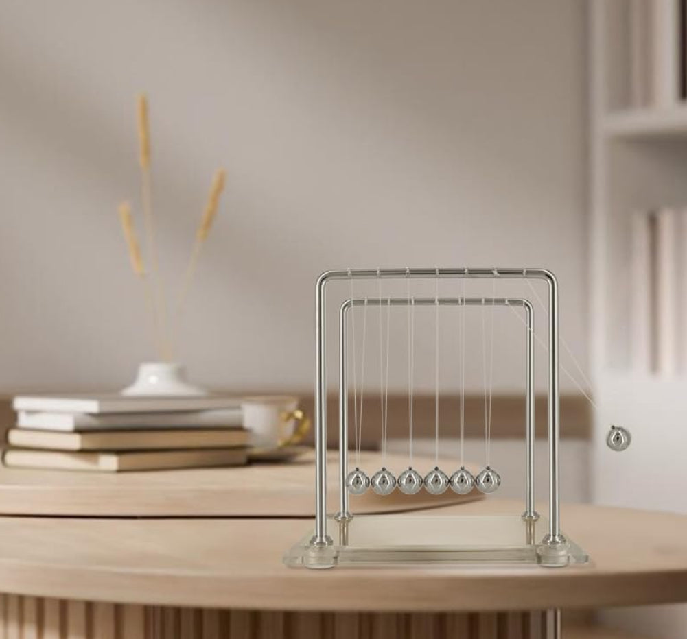 Dluxe Ave. Pendulum with 7 Balls Balance Ball 60+ Sec Swing time Glass Base