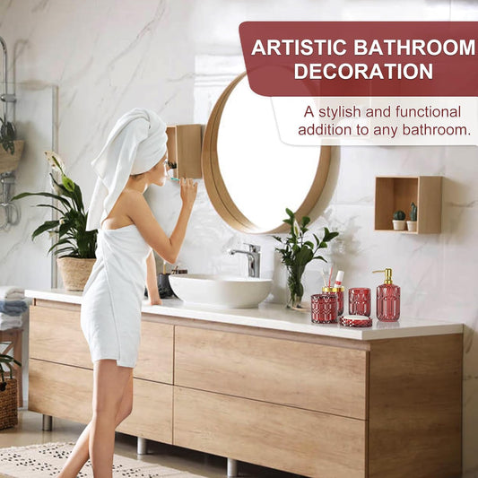 Dluxe Ave. 5Pcs Bathroom Accessories Set Glass Soap Dispenser Set