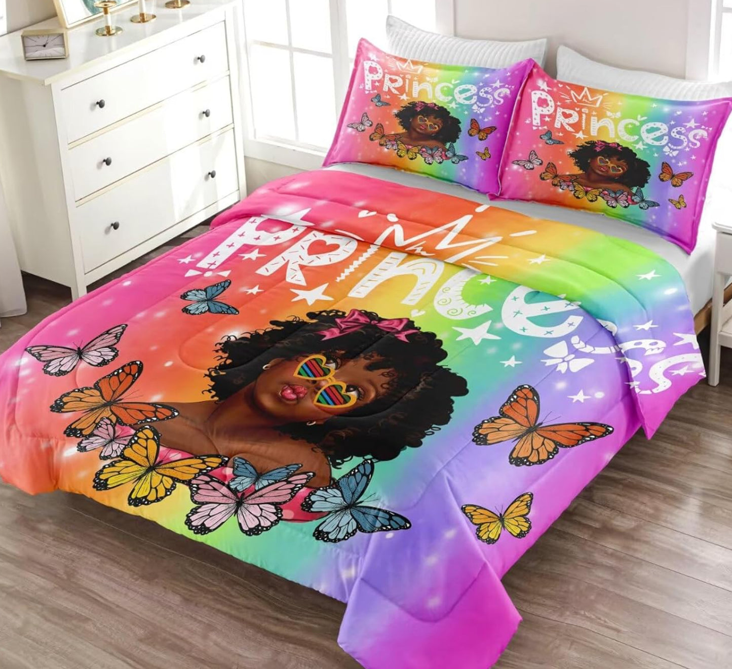 Dluxe Ave. ( TWIN ) 3 Pcs Comforter and Bedding Set/ Multi- Color