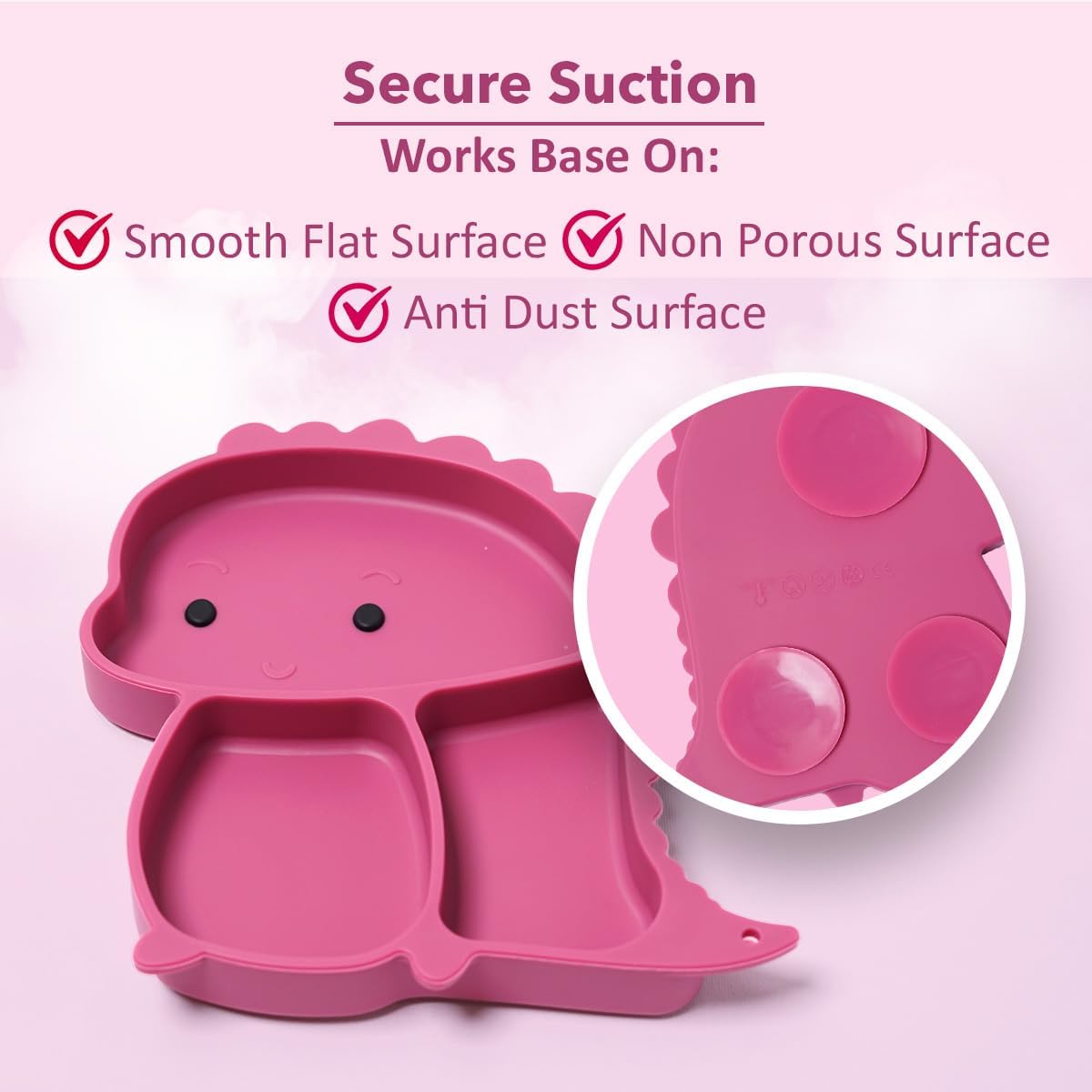 Dluxe Ave.Silicone Baby Feeding Set Baby Led Weaning Supplies Eating Essentials Utensils with Suction Plate and Bowl Pocket Bib Sippy Cup with Lid Forks Spoons Snack Container (Rose Pink) 6M+