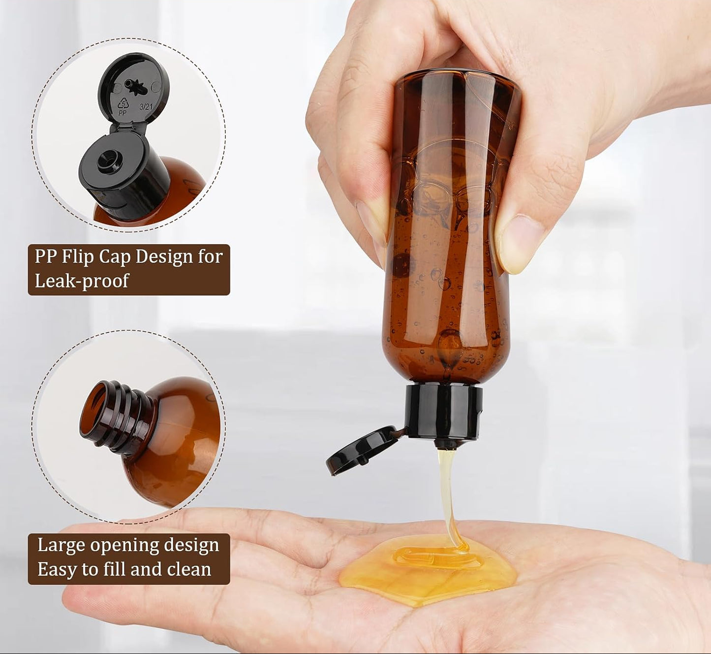 Dluxe Ave.  Travel Bottles for Toiletries/ 6 Pack 3.4oz/  TSA Approved Leak Proof/ Brown