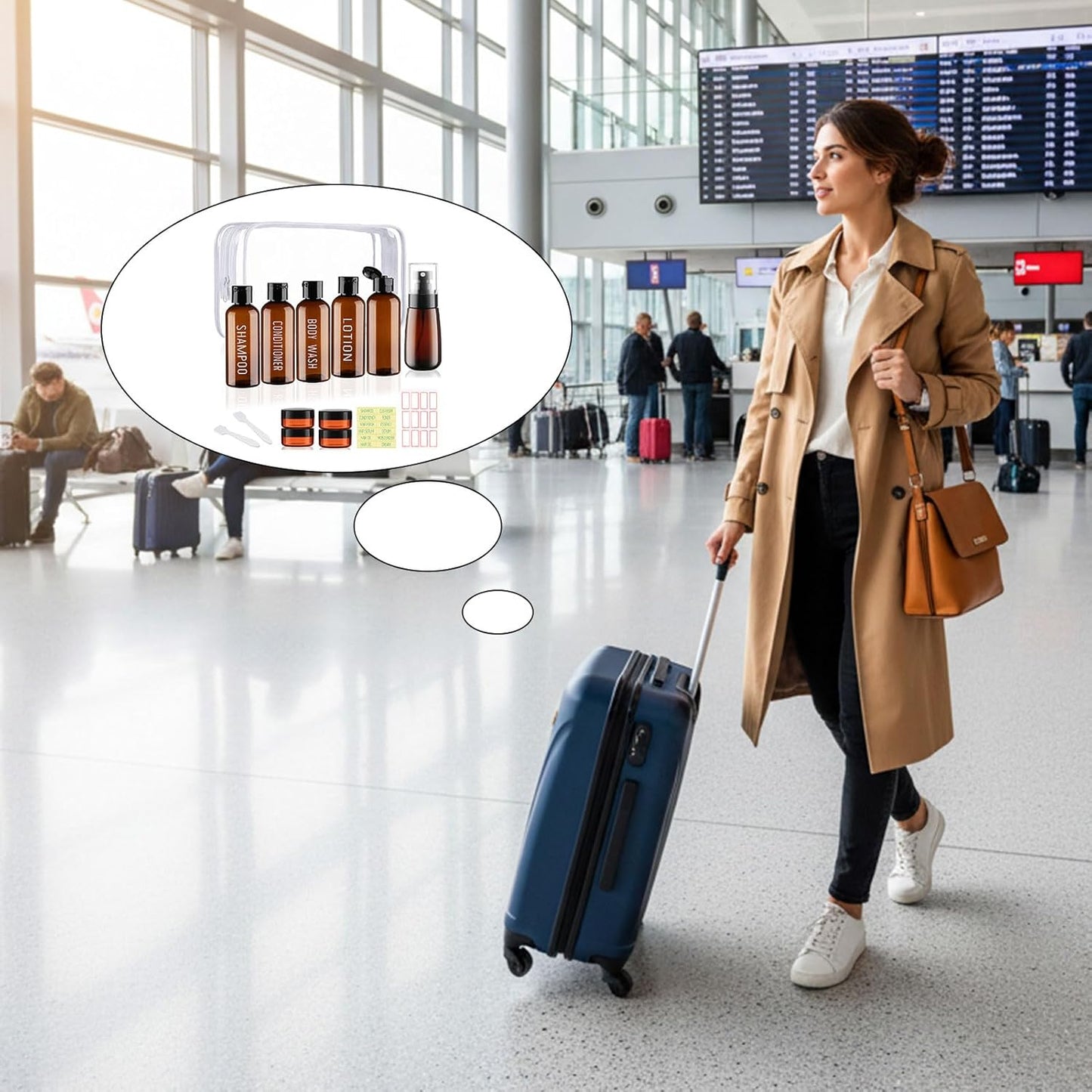 Dluxe Ave.  Travel Bottles for Toiletries/ 6 Pack 3.4oz/  TSA Approved Leak Proof/ Brown