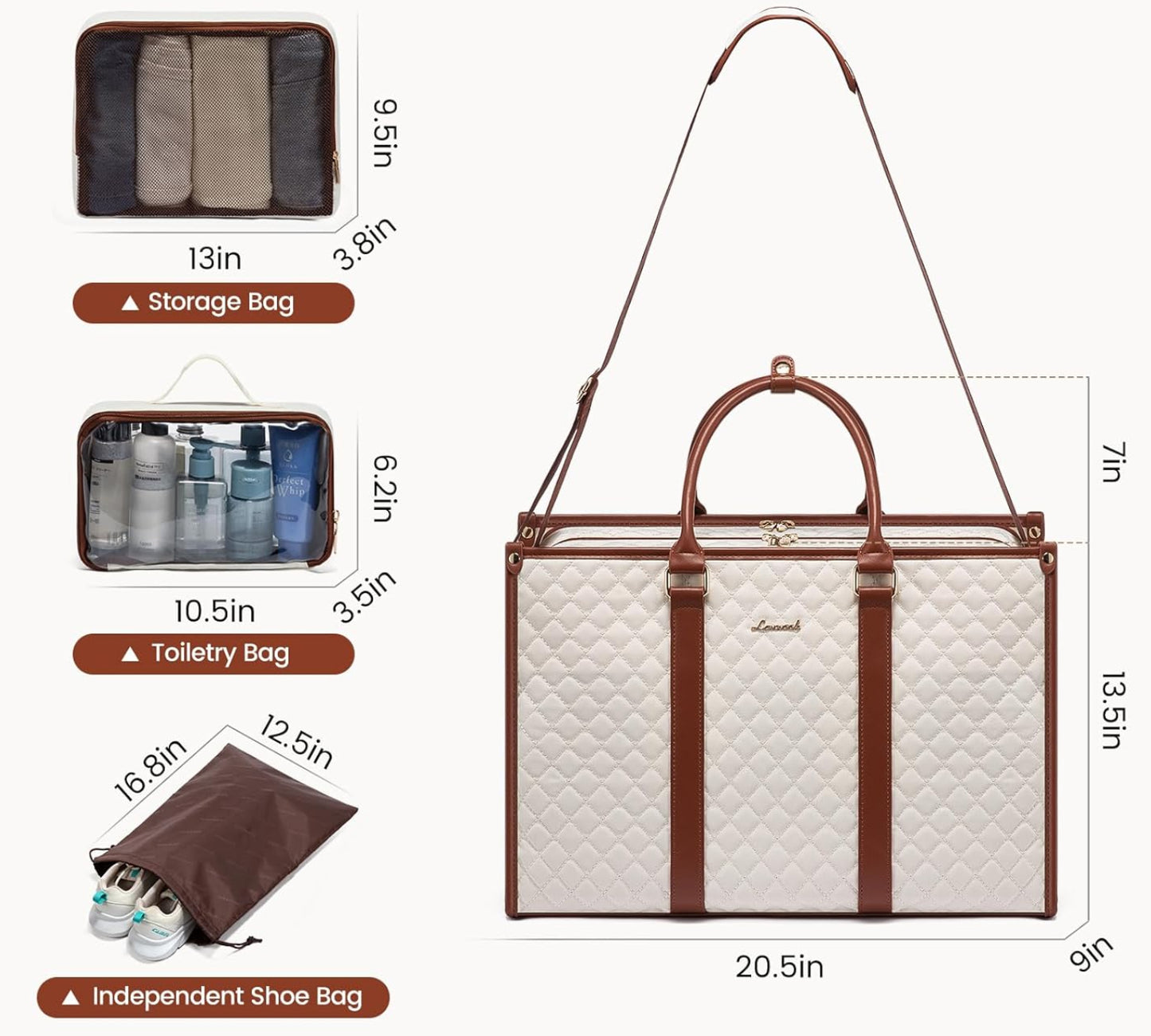 Dluxe Ave. Large Travel Duffle Bag/ with Wet Pocket Shoe Bag