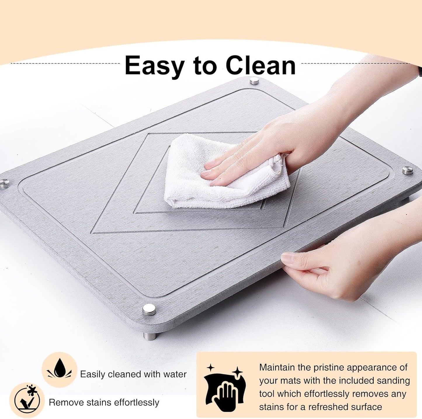 Dluxe Ave. Stone Dish Drying Mats for Kitchen Counter with 2 Wooden Drying Racks