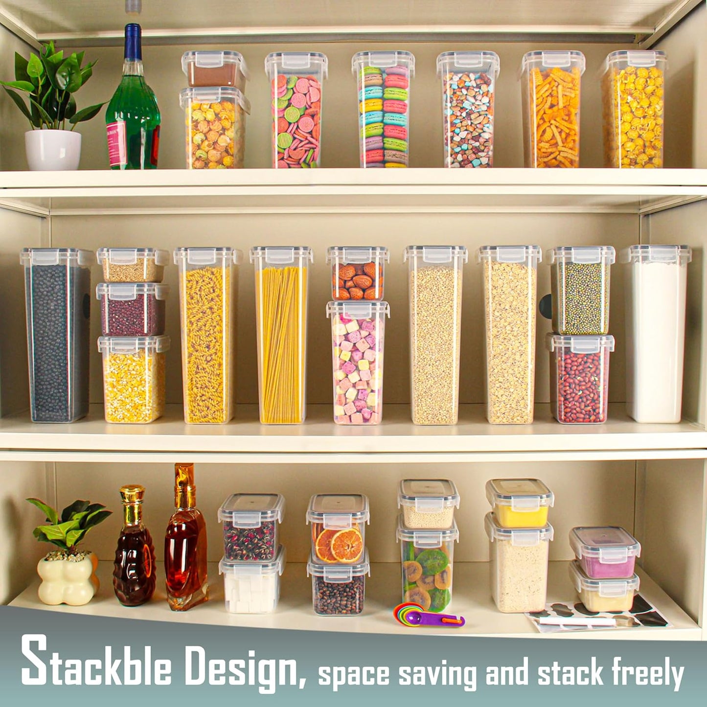 Dluxe Ave. Airtight Food Storage Containers with Lids Set 30 Pack with Labels & Spoons