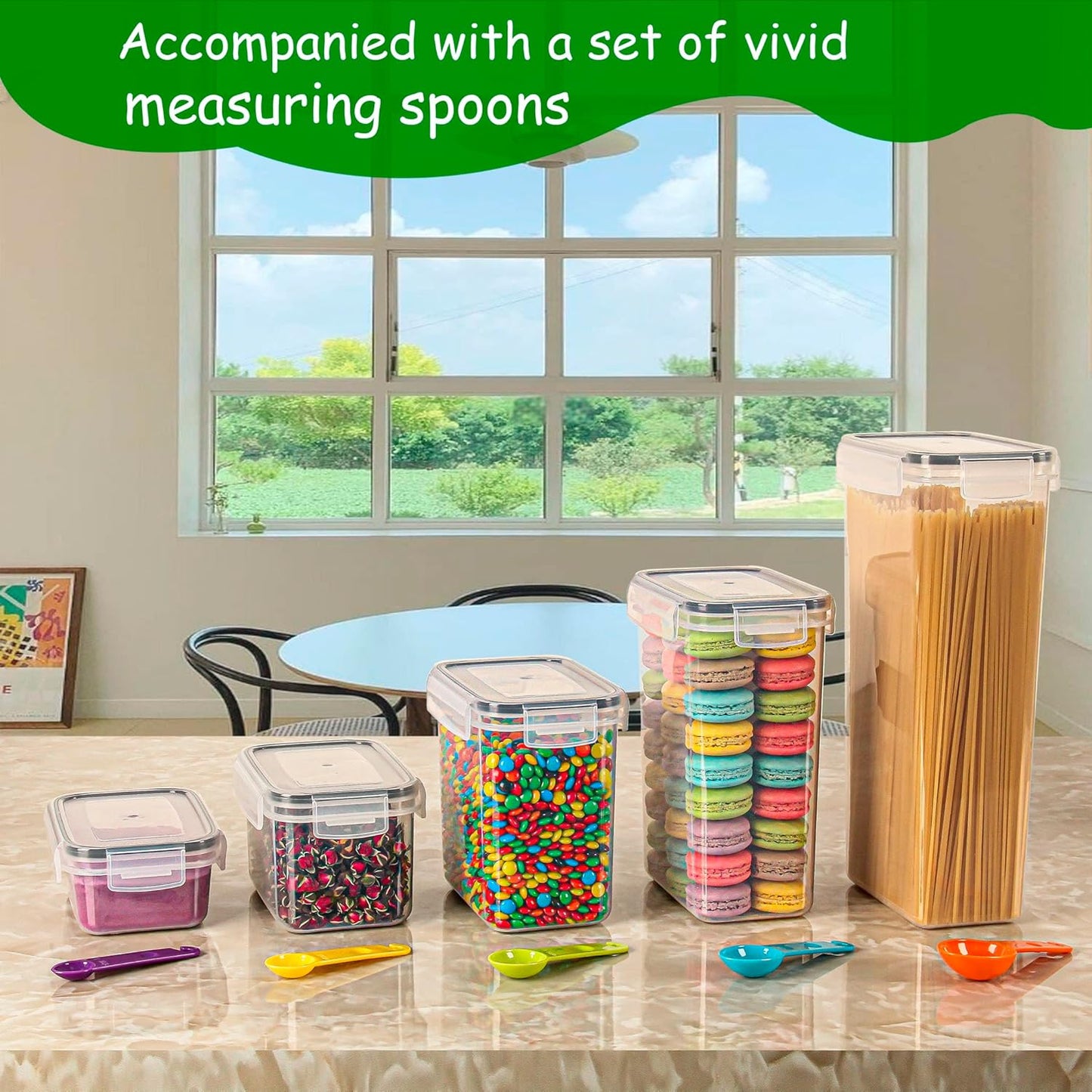 Dluxe Ave. Airtight Food Storage Containers with Lids Set 30 Pack with Labels & Spoons