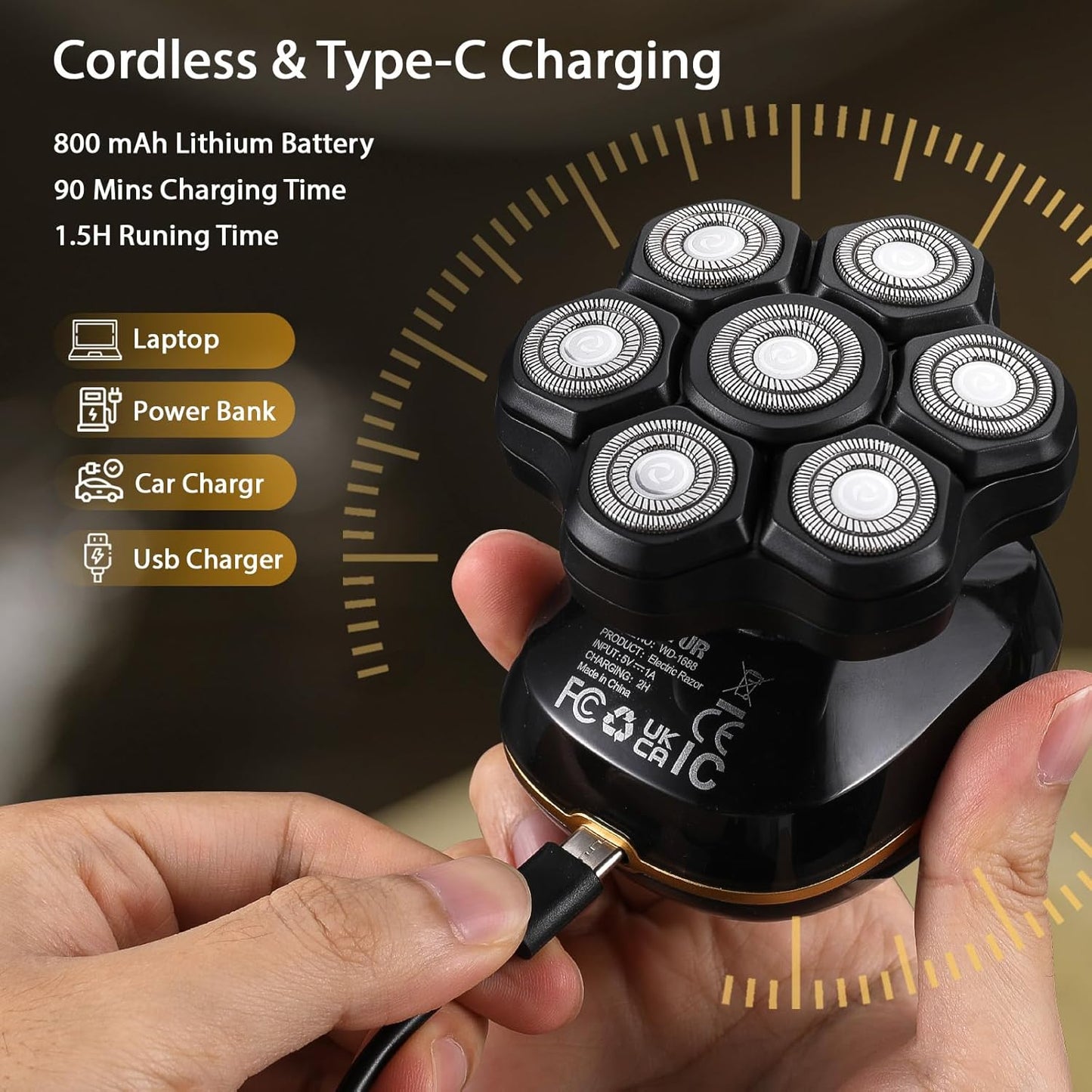 Dluxe Ave. 6-in-1 Electric Head Shavers/ Black