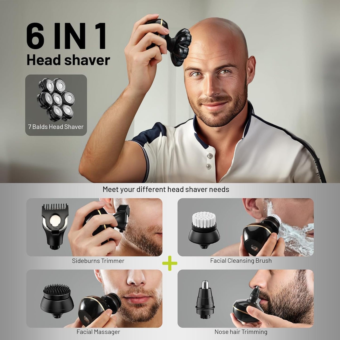 Dluxe Ave. 6-in-1 Electric Head Shavers/ Black