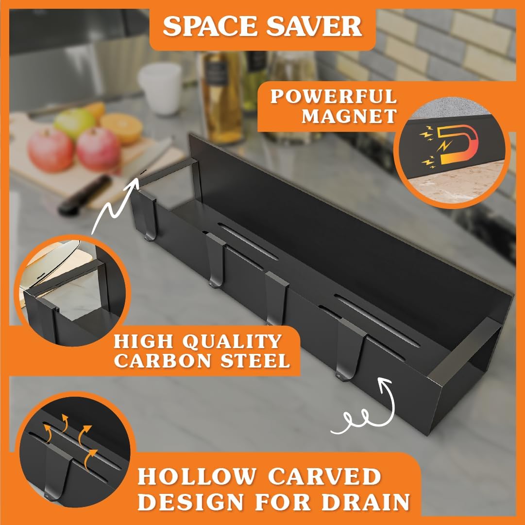 Dluxe Ave. 5-pack magnetic spice rack for refrigerator with Paper tower holder/ and 8 detachable hooks