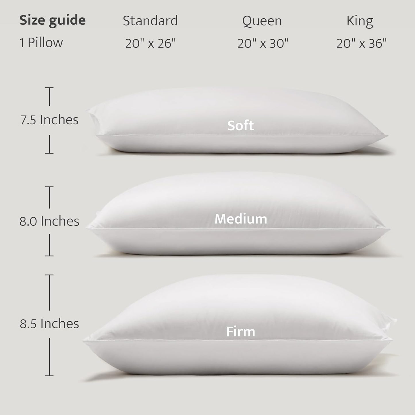 Dluxe Ave. (KING ) Double Stitch Luxury US White Down { FIRM }, Luxury Hotel Quality(20" x 36")
