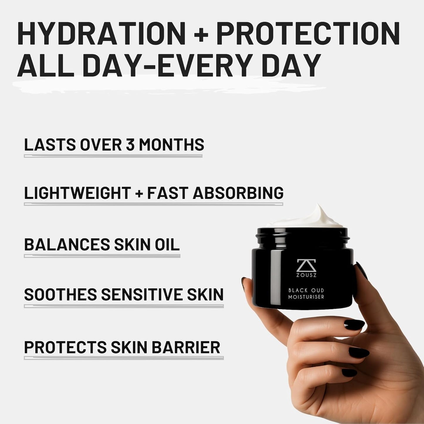 Dluxe Ave. ZOUSZ Black Oud Mens Face Moisturiser – Hydrating for Him 50mL