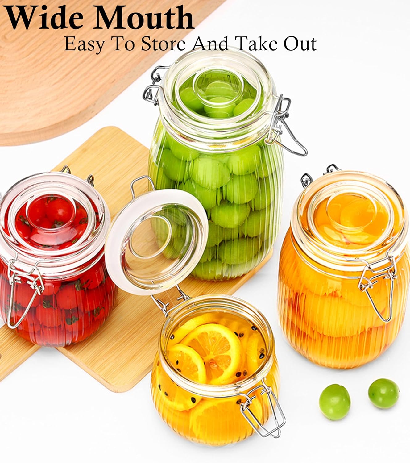 Dluxe Ave. GMCOZY Glass Jar With Airtight Lid 16 Oz-6set Thicken Sealed Food Storage Canister Wide Mouth Mason Storage Jars For Kitchen Pantry Coffee Beans Nuts Baking Goods Tea Spice Cereal Fruits