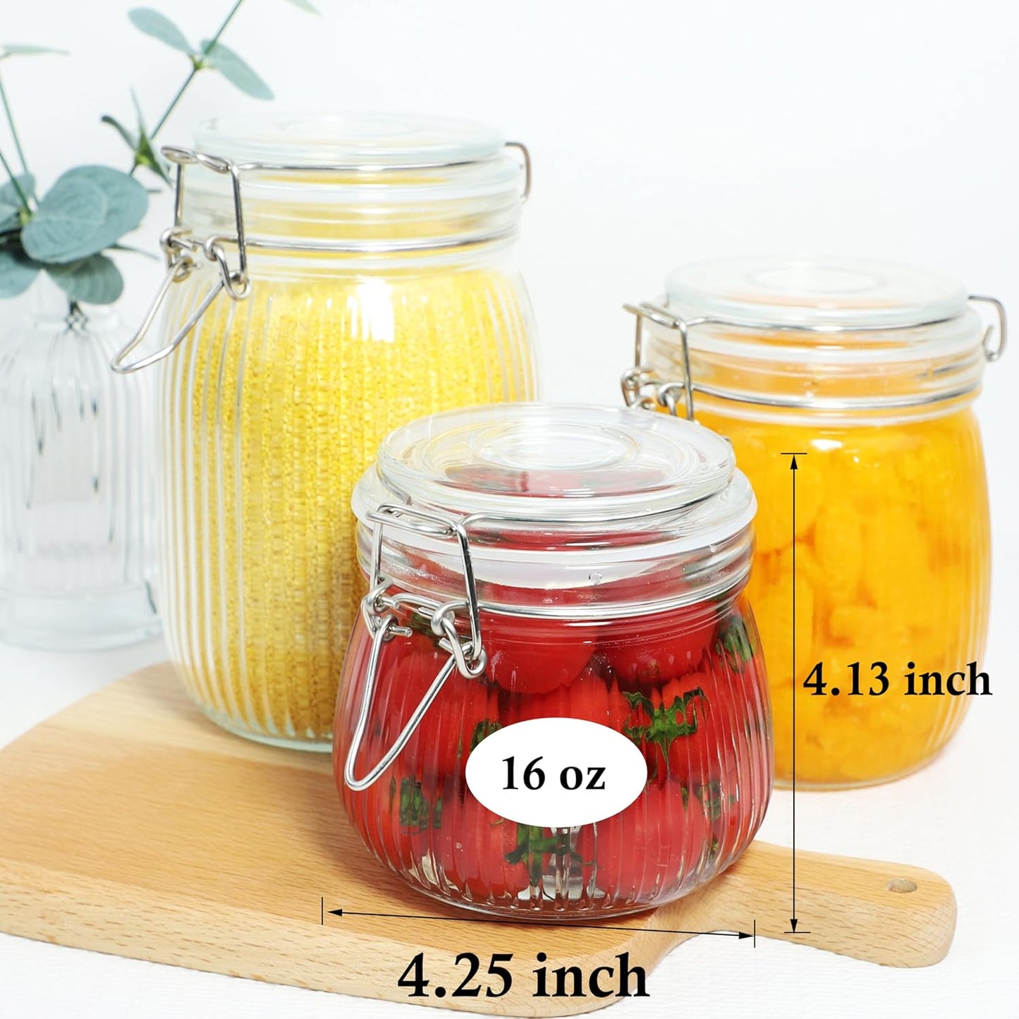 Dluxe Ave. GMCOZY Glass Jar With Airtight Lid 16 Oz-6set Thicken Sealed Food Storage Canister Wide Mouth Mason Storage Jars For Kitchen Pantry Coffee Beans Nuts Baking Goods Tea Spice Cereal Fruits