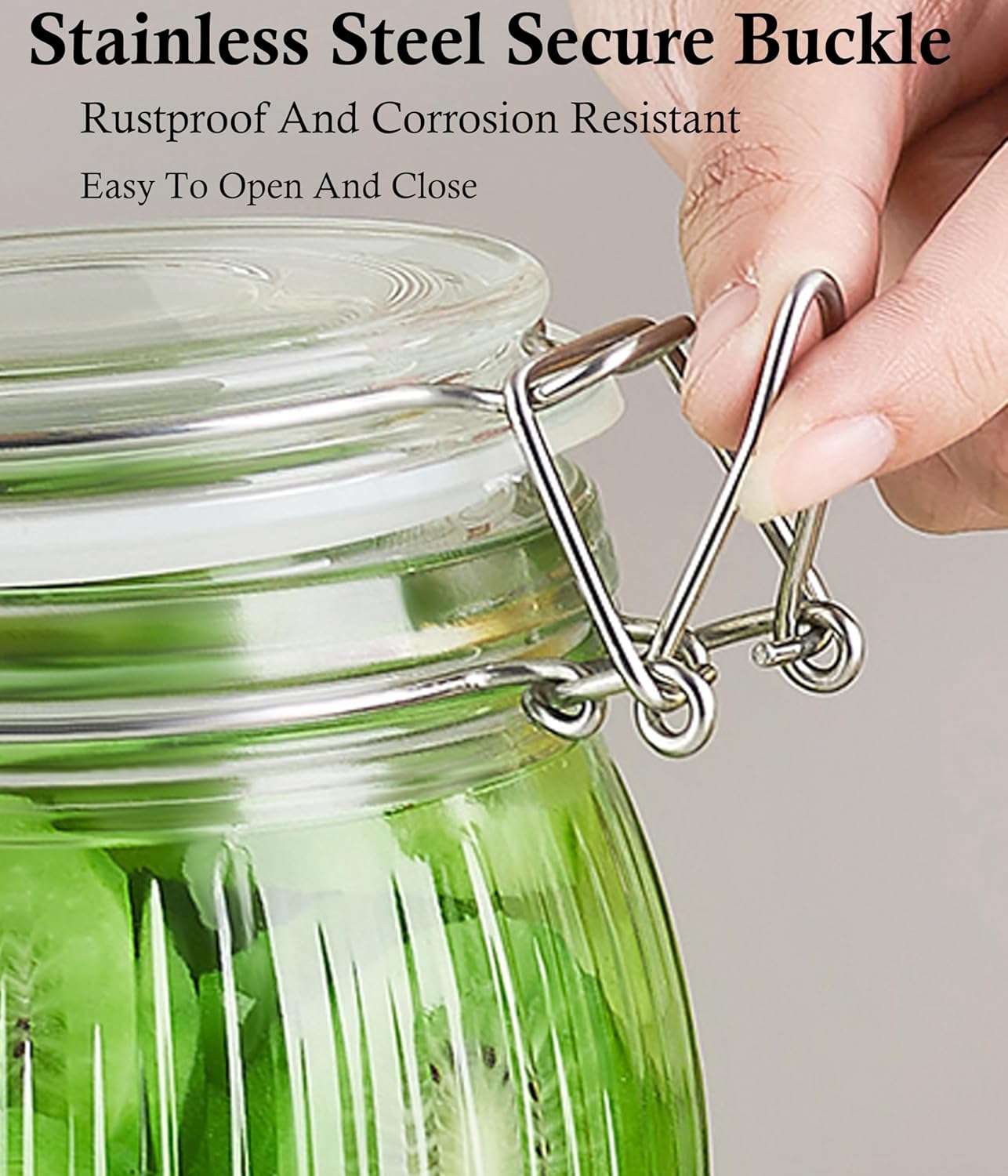 Dluxe Ave. GMCOZY Glass Jar With Airtight Lid 16 Oz-6set Thicken Sealed Food Storage Canister Wide Mouth Mason Storage Jars For Kitchen Pantry Coffee Beans Nuts Baking Goods Tea Spice Cereal Fruits