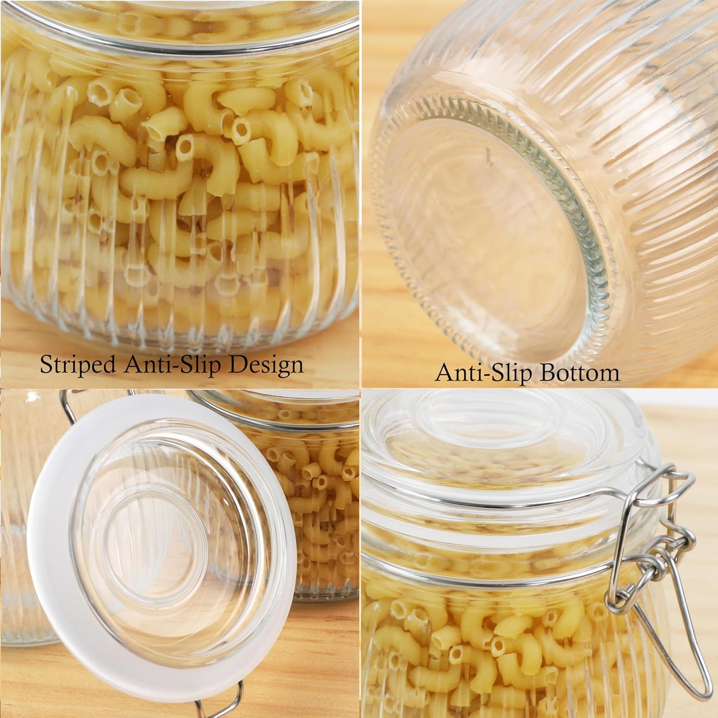 Dluxe Ave. GMCOZY Glass Jar With Airtight Lid 16 Oz-6set Thicken Sealed Food Storage Canister Wide Mouth Mason Storage Jars For Kitchen Pantry Coffee Beans Nuts Baking Goods Tea Spice Cereal Fruits