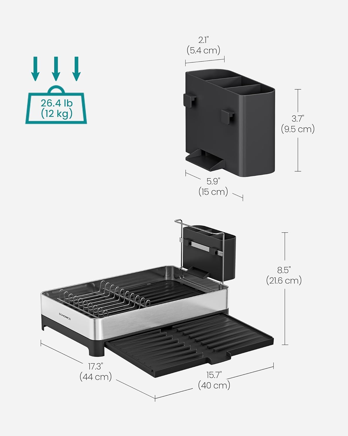 Dluxe Ave. Small Dish Drying Rack/ Expandable for Kitchen Counter/ Stainless Steel