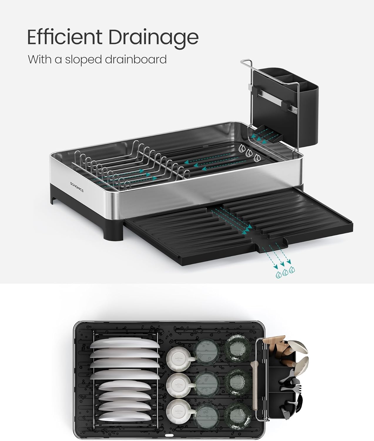 Dluxe Ave. Small Dish Drying Rack/ Expandable for Kitchen Counter/ Stainless Steel