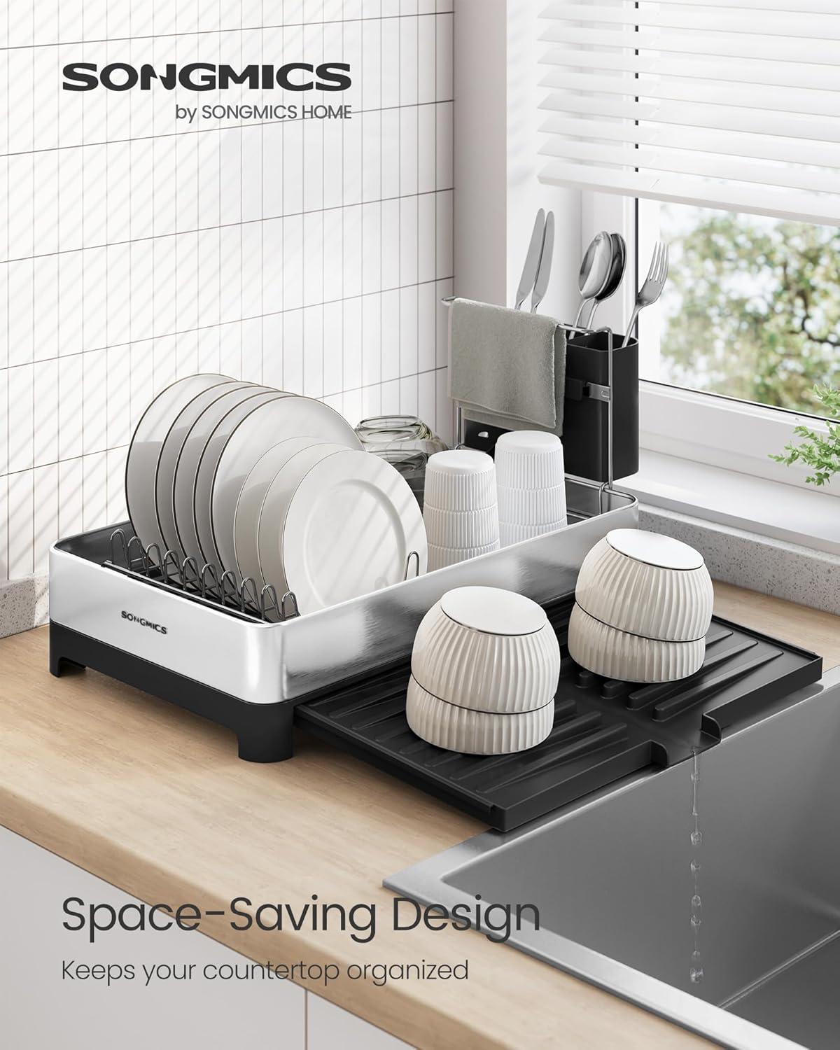Dluxe Ave. Small Dish Drying Rack/ Expandable for Kitchen Counter/ Stainless Steel
