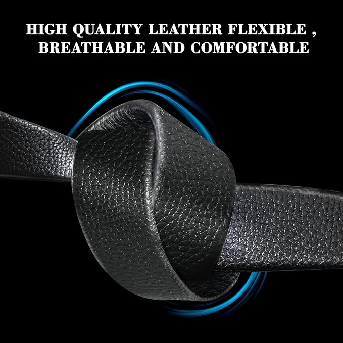 Dluxe Ave.  Mens Leather Ratchet Dress Belts with Sliding Adjustable