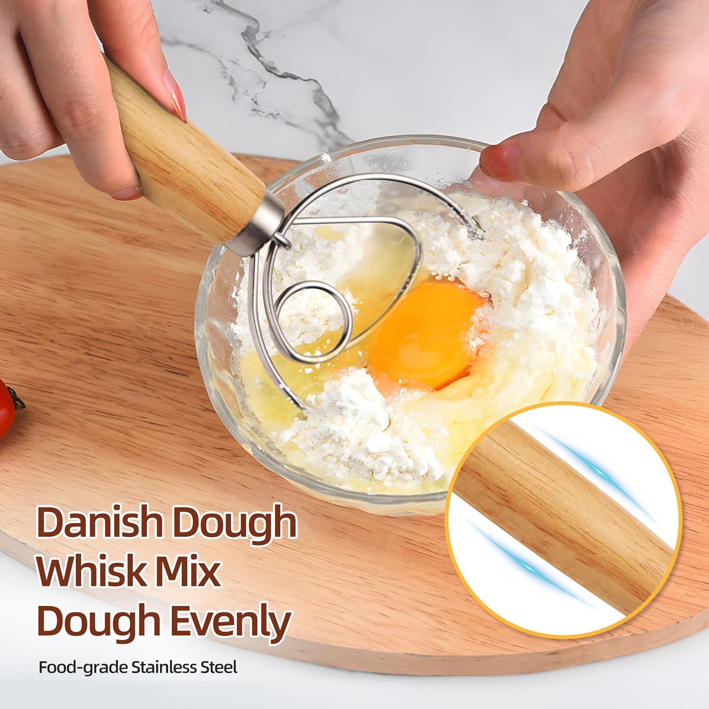 Dluxe Ave. Mee 2ou Danish Dough Whisk - Bench Scraper - Bread Lame Sourdough Scoring Tool Set Of 3Dough Cutter Dough Scoring Tool With 5 Blades