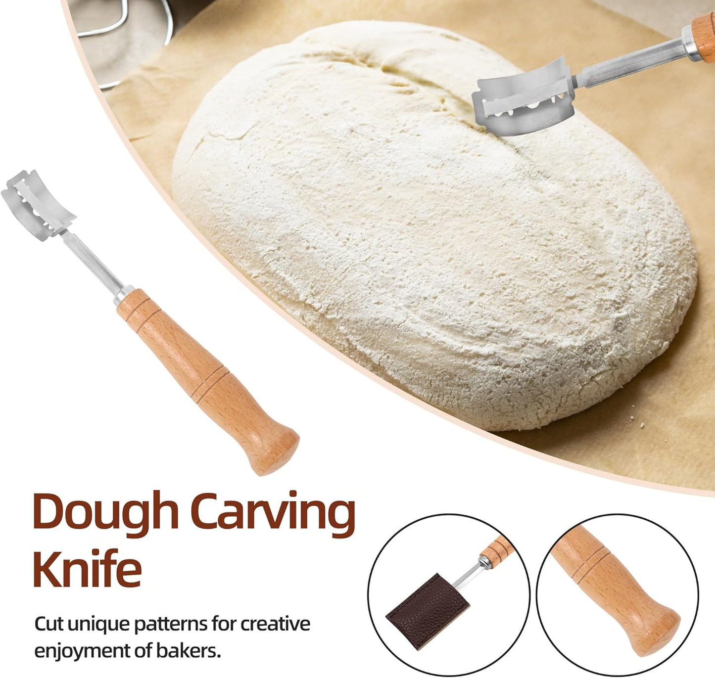 Dluxe Ave. Mee 2ou Danish Dough Whisk - Bench Scraper - Bread Lame Sourdough Scoring Tool Set Of 3Dough Cutter Dough Scoring Tool With 5 Blades