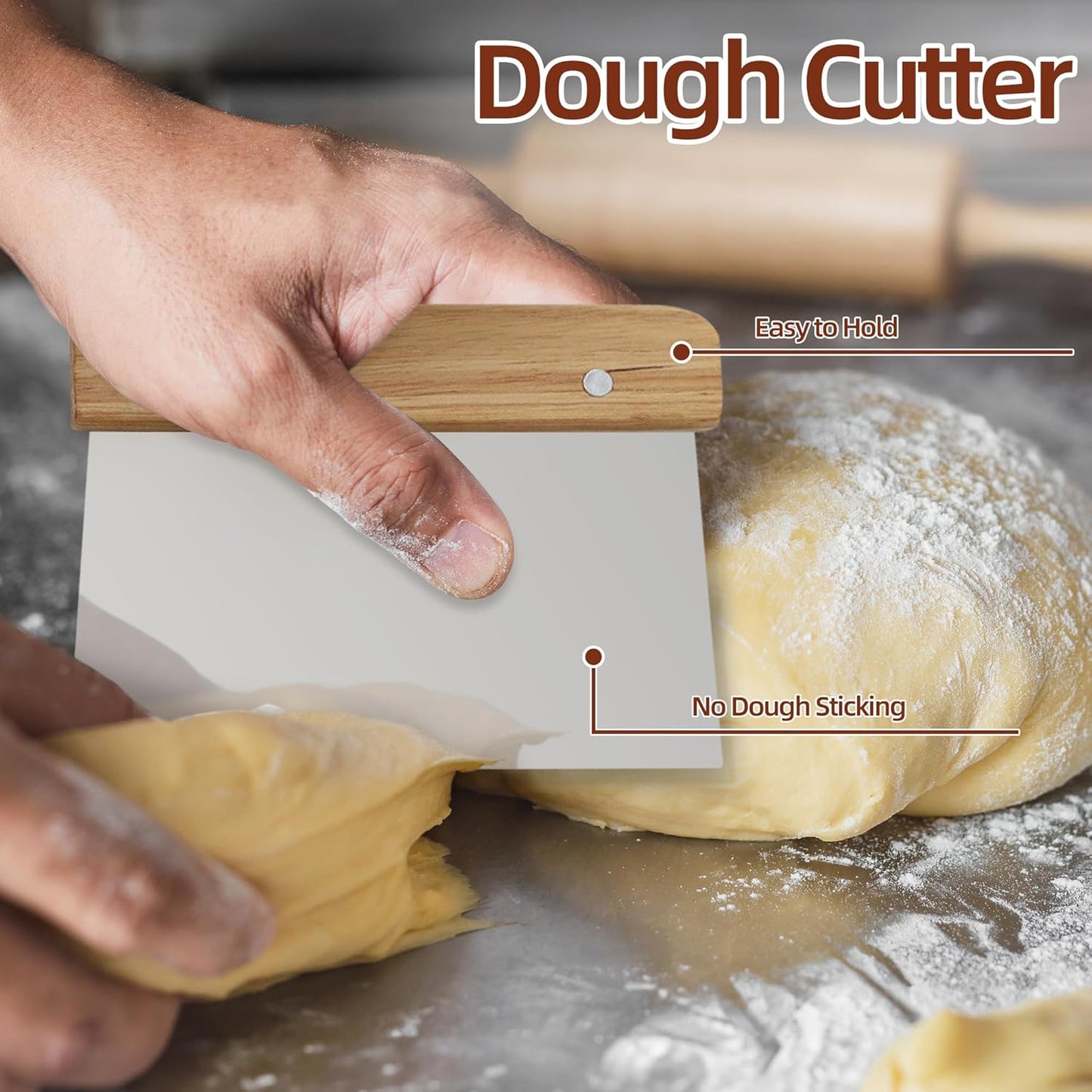 Dluxe Ave. Mee 2ou Danish Dough Whisk - Bench Scraper - Bread Lame Sourdough Scoring Tool Set Of 3Dough Cutter Dough Scoring Tool With 5 Blades