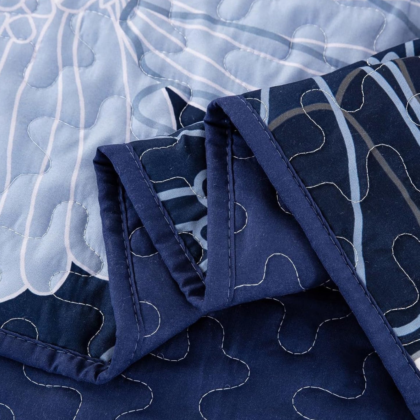 Dluxe Ave. ( CALI. KING )  3 Pieces Set, Navy for All Season