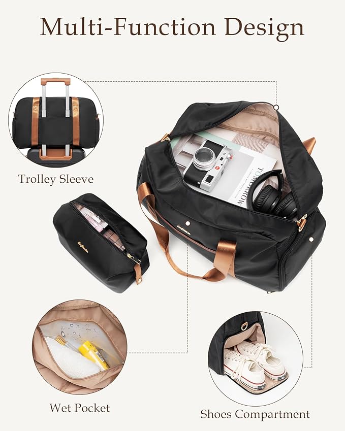 Dluxe Ave. 4 Piece Luggage ABS Carry on Suitcase/ TSA Lock/ Spinner wheels (Black Brown)