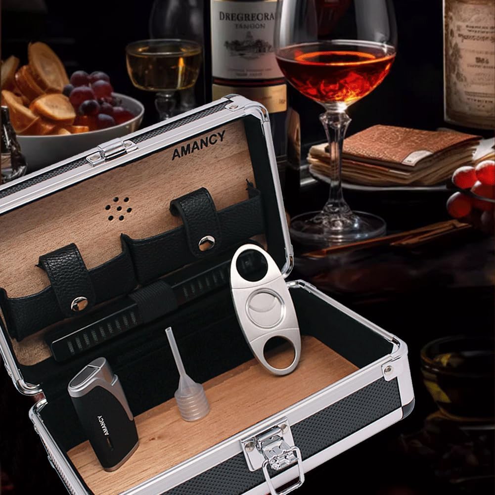 Dluxe Ave. Elegant Cigar Accessories Set/ Hard Portable