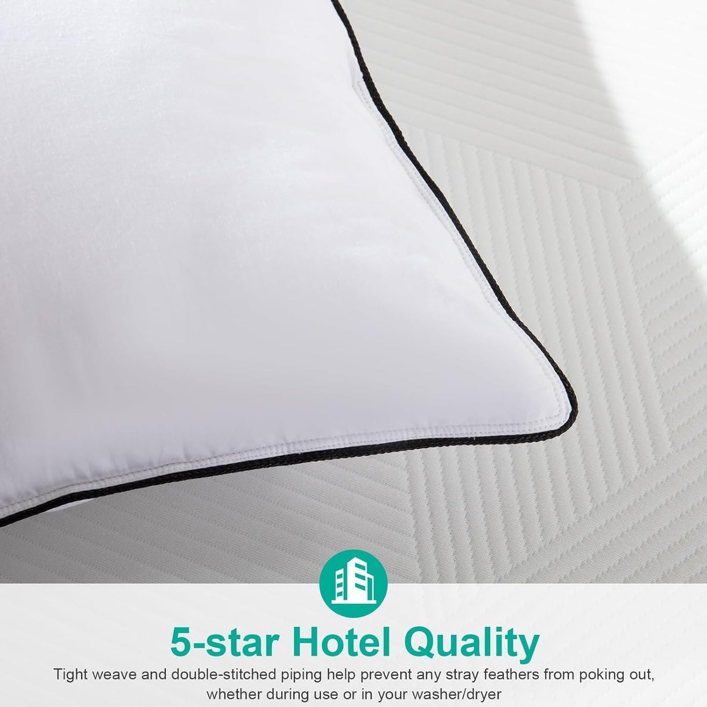 Dluxe Ave. ( STANDARD ) Feather Down Pillows, { MED. FIRM }Pack of 1, Luxury Hotel Collection (White 20"x26")