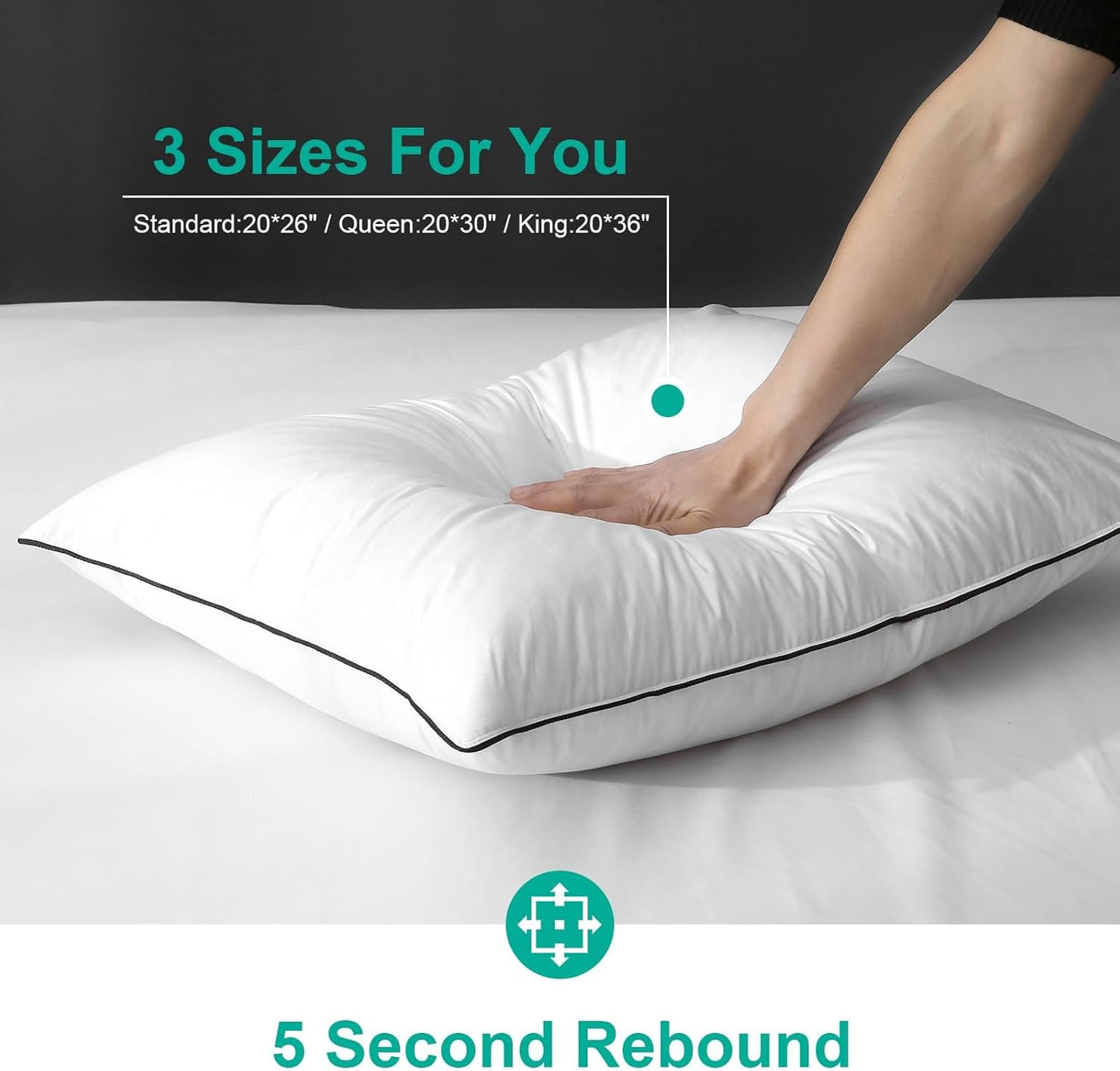 Dluxe Ave. ( STANDARD ) Feather Down Pillows, { MED. FIRM }Pack of 1, Luxury Hotel Collection (White 20"x26")