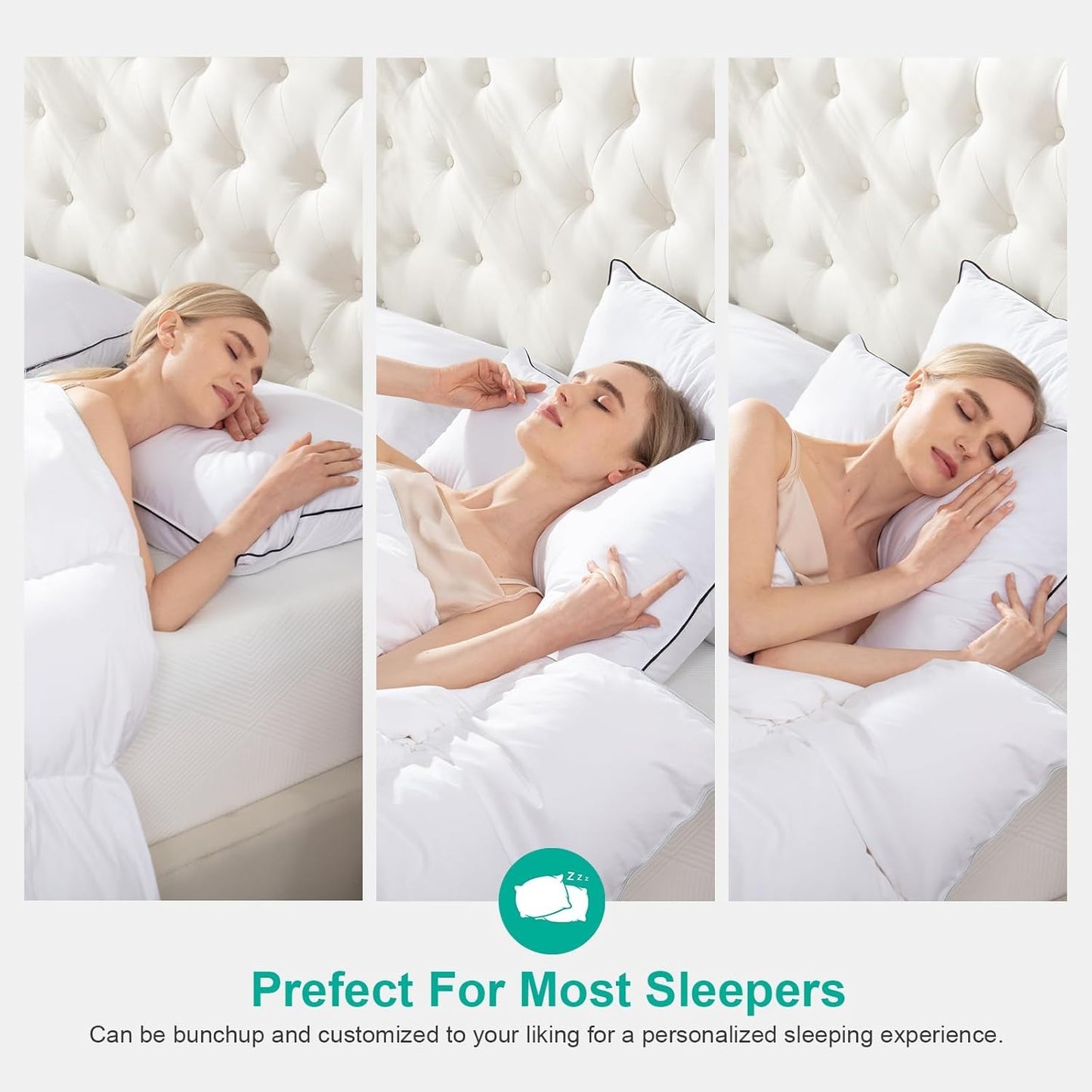 Dluxe Ave. ( STANDARD ) Feather Down Pillows, { MED. FIRM }Pack of 1, Luxury Hotel Collection (White 20"x26")