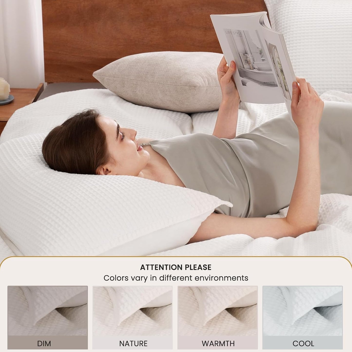 Dluxe Ave. ( QUEEN ) 3 Pcs {Duvet Cover} Set, 100% Cotton/ White