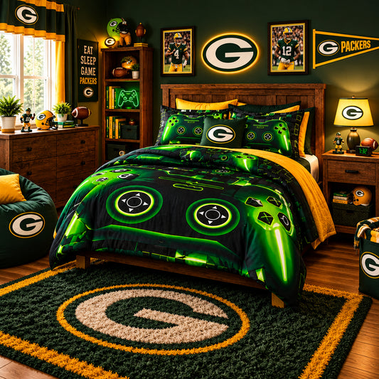 Dluxe Ave. (TWIN) 6 Pieces Bedding Set/ Green & Black