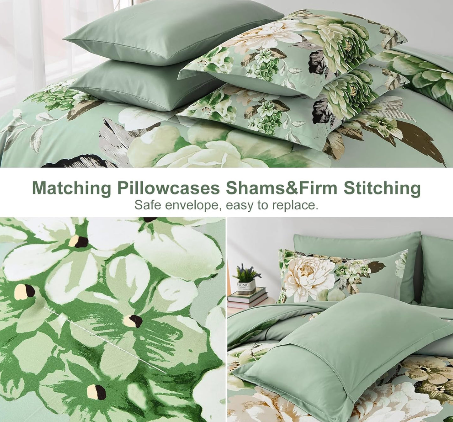 Dluxe Ave. (QUEEN) 7 Pieces Comforter Set/ Sage Green