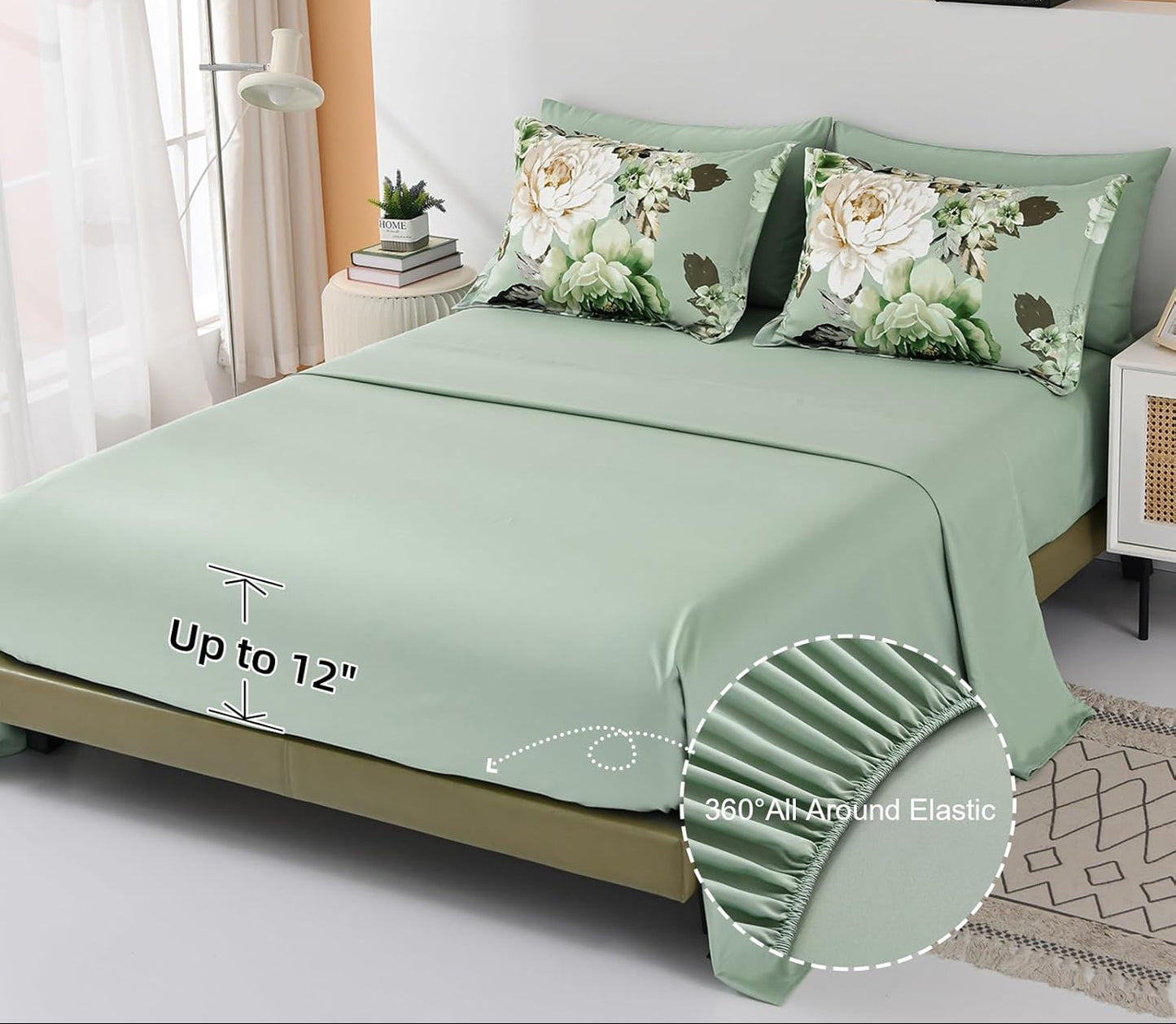 Dluxe Ave. (QUEEN) 7 Pieces Comforter Set/ Sage Green