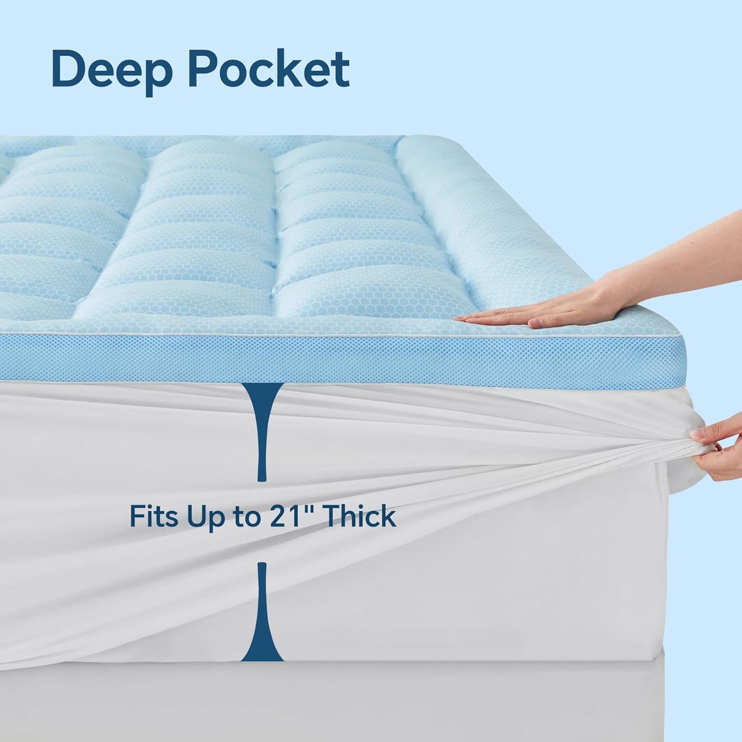 Dluxe Ave. ( KING ) Pillow Top Mattress Topper, Cooling Mattress, with 8"-21" Deep Pocket